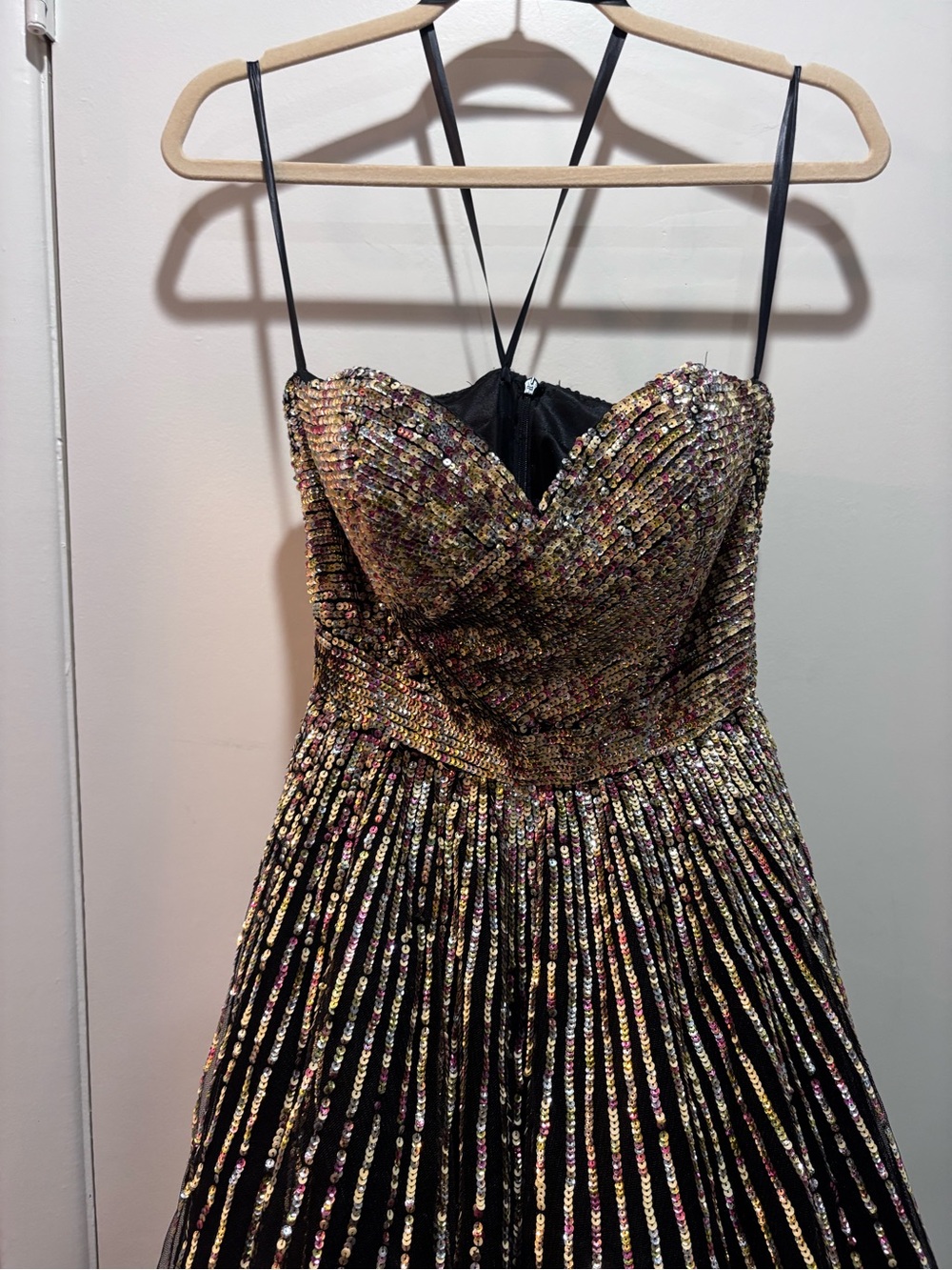Terani Couture Black Dress with Gold sparkles - Picture 2 of 7
